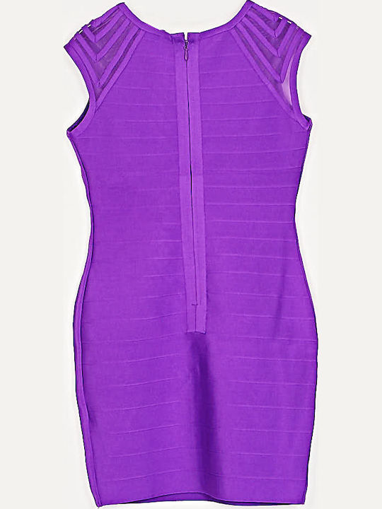 Sommer Mini Abendkleid mit Tüll & Transparenz Lila