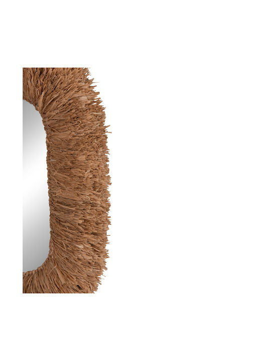 HomeMarkt Wandspiegel Oval mit Beige Rattan Rahmen 95x60cm 1Stück