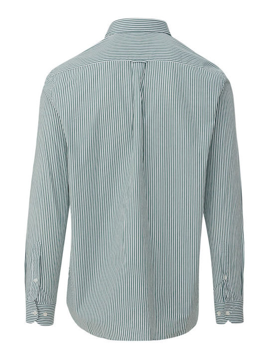 Long-sleeved Cotton Shirt Striped Green