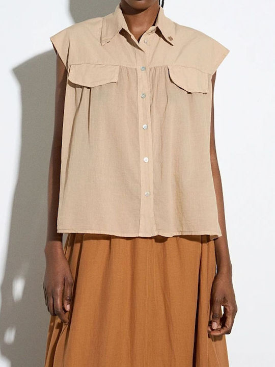 Women's Sleeveless Shirt Sand