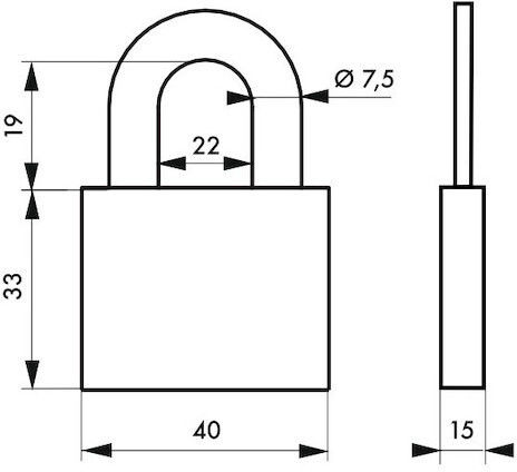 Thirard Bronze Padlock Brass with Key 40mm 1pcs