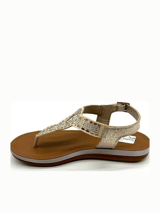 Women's Flat Sandals Anatomic with Strap in Gold Color