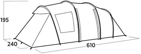 Easy Camp Twin 6 Σκηνή Camping Τούνελ Πράσινη 4 Εποχών για 6 Άτομα 610x240x195εκ.