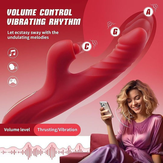 SMD Mephisto Clitoral Stimulation and G Spot Vibrator 2-in-1 Realistic Vibrator Dildo 22.5cm with App Thrusting and Licking Function