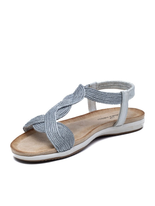 Women's Flat Sandals in Silver Color
