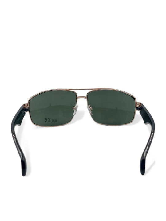 Dasoon Vision Men's Sunglasses with Gold Frame and Green Lens