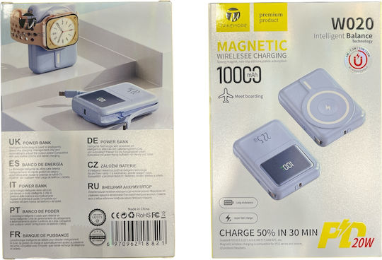 Takemore W020 MagSafe Power Bank 10000mAh 20W Power Delivery Μαύρο