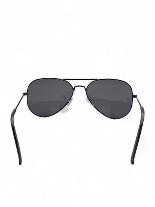 Dasoon Vision Unisex Sunglasses with Black Metal Frame and Black Polarized Lens
