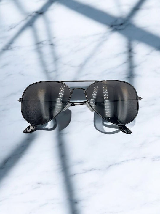Dasoon Vision Unisex Sunglasses with Black Metal Frame and Black Polarized Lens