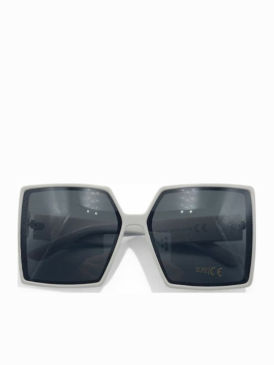 Dasoon Vision Women's Sunglasses with White Frame and Black Lens 2478104