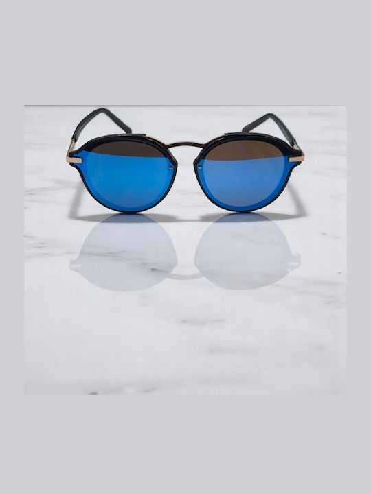 Dasoon Vision Women's Sunglasses with Gold Frame and Blue Lens 2478273