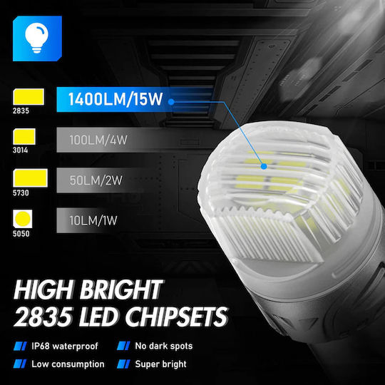NovSight Λάμπες Αυτοκινήτου & Μοτοσυκλέτας P21/5W-BAY15D-1157 LED 6500K Ψυχρό Λευκό 12V 15W 2τμχ