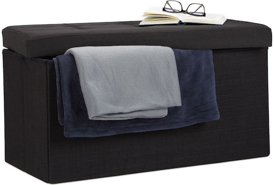 Relaxdays Пластмаса Кутия за съхранение с капак Черен 38x76x38см 1бр