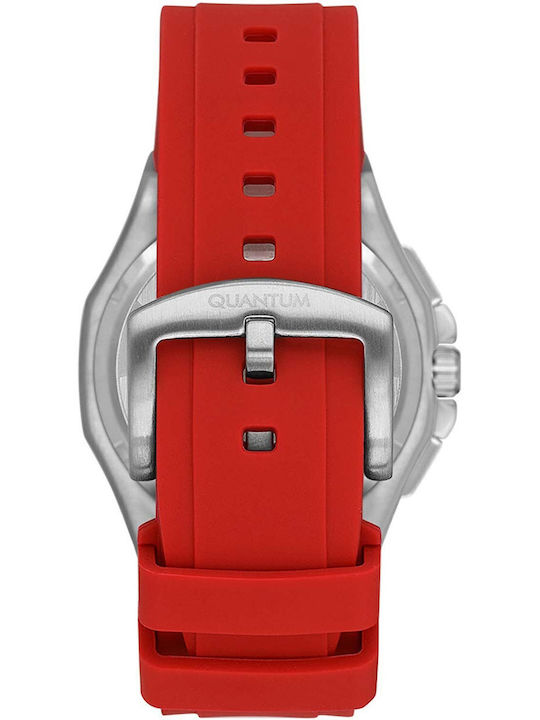 Quantum Men's Watch Chronograph Battery with Red Rubber Strap