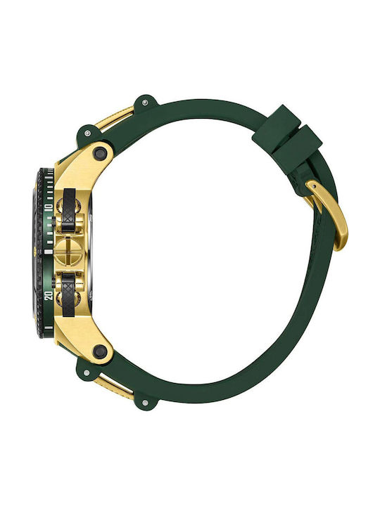 Quantum Men's Watch Battery with Green Rubber Strap