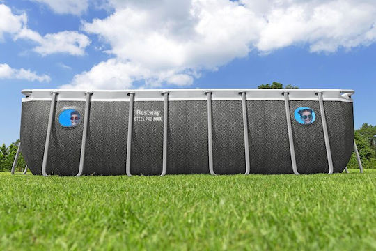 Bestway Piscină PVC 3028lt Cu Cadru Metalic 488x244x122cm Gri