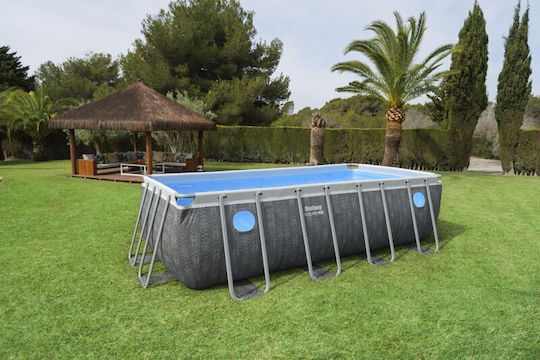 Bestway Piscină PVC 3028lt Cu Cadru Metalic 488x244x122cm Gri