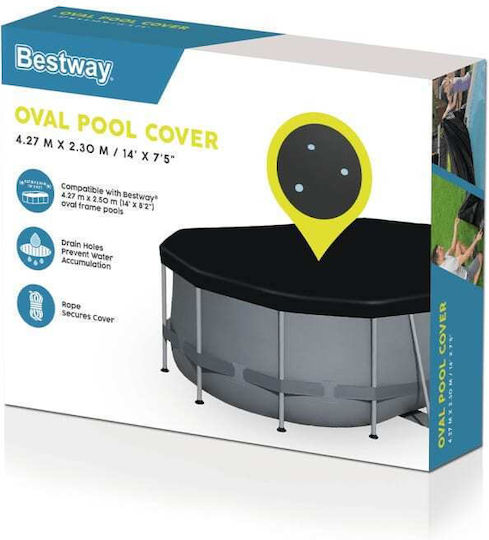 Bestway Προστατευτικό Κάλυμμα Πισίνας Οβάλ Μαύρο 418x230εκ.