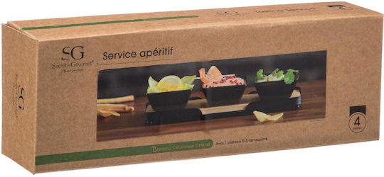 Secret de Gourmet Ορντεβιέρα 3 Θέσεων με Βάση από Πορσελάνη Μαύρη