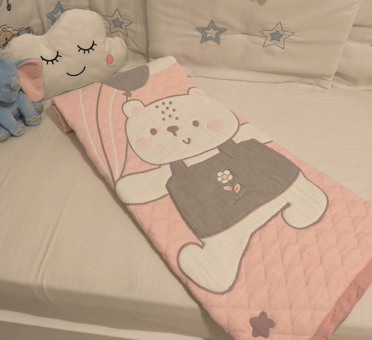 Бебешка кувертюра Двулицево Памук Pink 100x120см