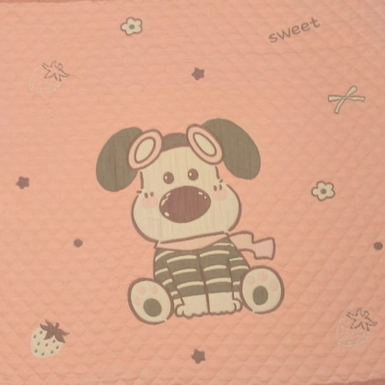 Double Sided Cotton Baby Quilt 100x120cm Pink