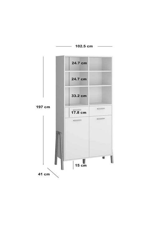 Βιβλιοθήκη Belle Λευκό 102.5x41x197εκ.