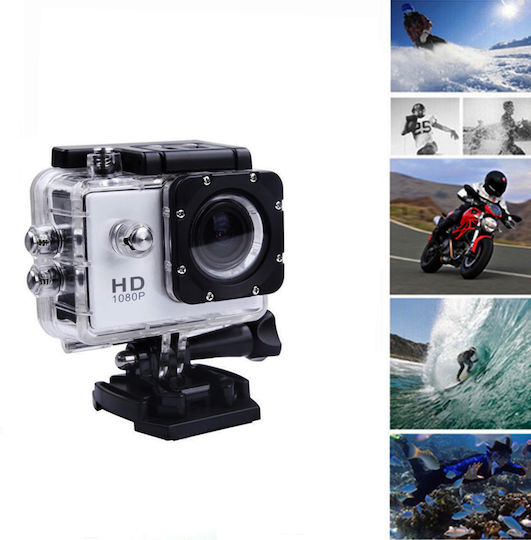 SPM Scamera Action Camera Full HD (1080p) Underwater (with Case) with Screen 2" and Wi-Fi White
