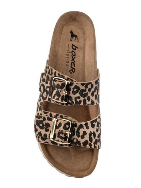 Leather Women's Flat Sandals in Brown Color