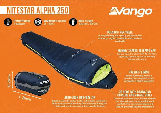 Vango Sleeping Bag Διπλό Nitestar Alpha 250 Ocean Green