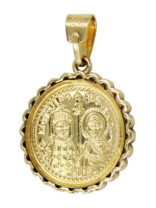 Roloi Kaliamanis Pendant Kids Talisman Double Sided Konstantinato made of Gold 14K PM1269
