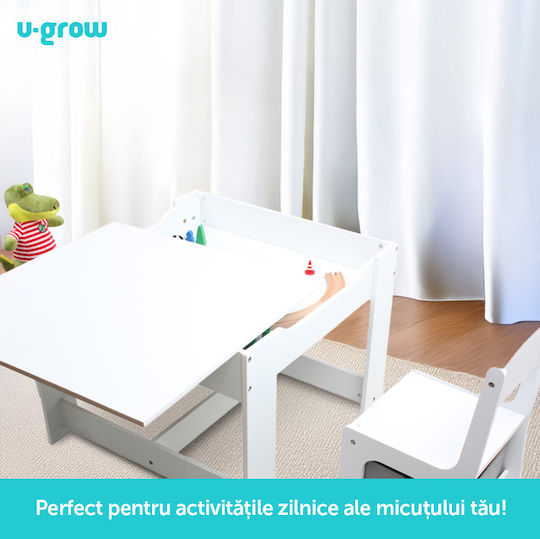 Kids Table and Chairs Set White U-Grow