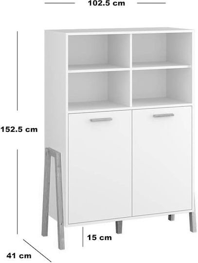 Belle Библиотека Подов Бял 102.5x41x152.5см