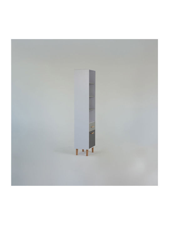 Timmy Βιβλιοθήκη Δαπέδου Ξύλινη Λευκή 46.8x36x199cm