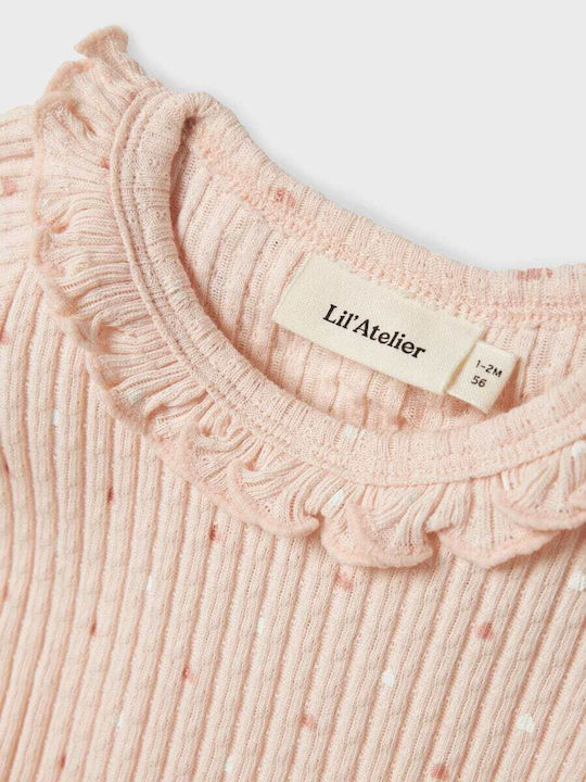 Lil' Atelier Baby Bodysuit Short-Sleeved Peach Blush