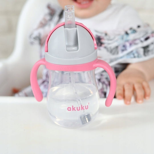 Akuku Παιδικό Ποτηράκι από Σιλικόνη Ροζ 280ml για 9m+