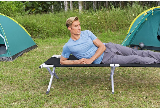 Foldable Guest Bed Without Aluminum Construction Material Single Black 190x64x42cm