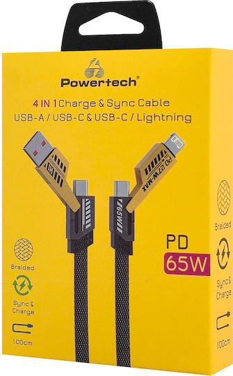 Powertech Braided USB to Type-C / Lightning 1m 3.25A Cable (PTR-0164)