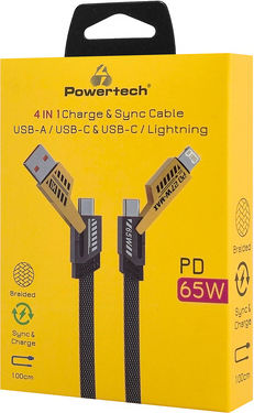 Powertech Braided USB to Type-C / Lightning 1m 3.25A Cable (PTR-0164)