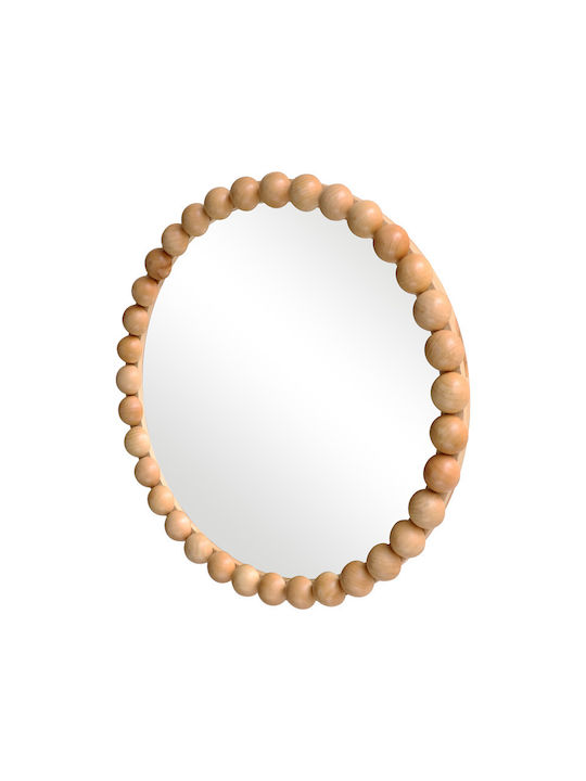 Pakketo Specio Wandspiegel mit Beige Hölzernes Rahmen Durchmesser 60cm 1Stück