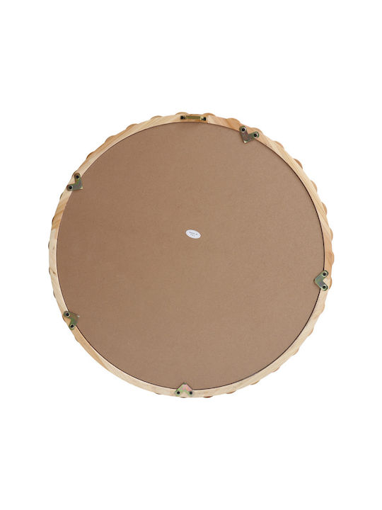 Pakketo Specio Wandspiegel mit Beige Hölzernes Rahmen Durchmesser 60cm 1Stück