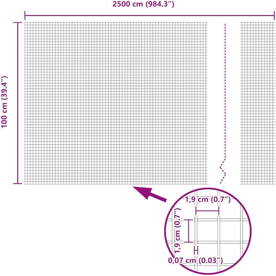 vidaXL Wire Fencing Galvanized Set Silver 1x25m (per meter)