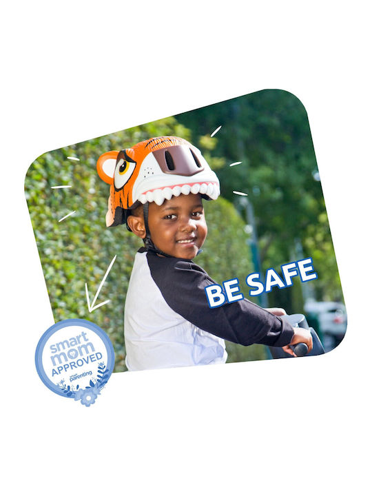Crazy Safety Tiger Kids' Helmet for City Bike Orange with LED Light
