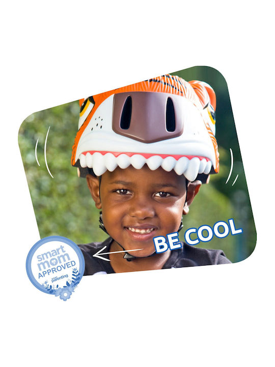 Crazy Safety Tiger Kids' Helmet for City Bike Orange with LED Light