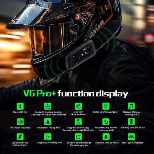 EJEAS V6 Pro Plus Dual Intercom for Riding Helmet with Bluetooth