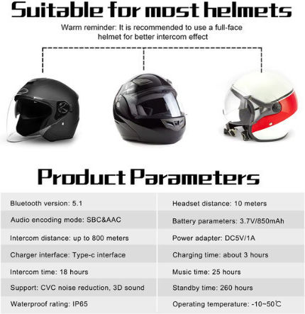 EJEAS V6 Pro Plus Dual Intercom for Riding Helmet with Bluetooth