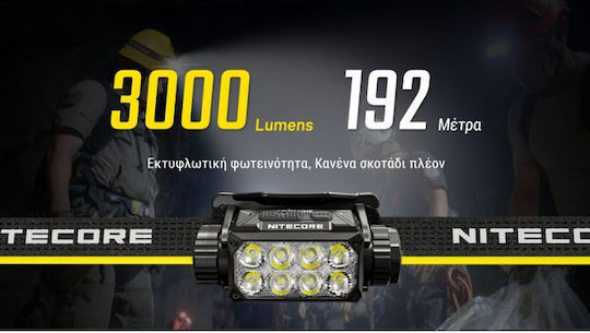 NiteCore Rechargeable Headlamp LED with Maximum Brightness 3000lm Hc75 Uhe White