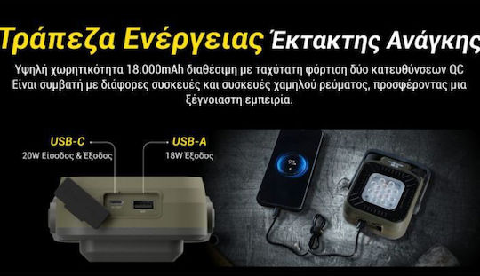 NiteCore Rechargeable Handheld Spotlight LED with Maximum Brightness 3000lm NWL30 Khaki