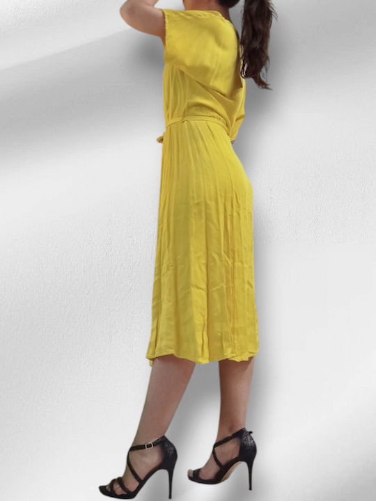 Rochie De Vară Pentru Femei Midi Rochie-Cămașă Galbenă