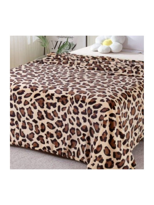 Pucioasa Cocolino Pătură Catifea Dublă 200x230cm Leopard Print