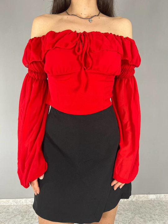 Γυναικείο Καλοκαιρινό Crop Top Κοκκινο